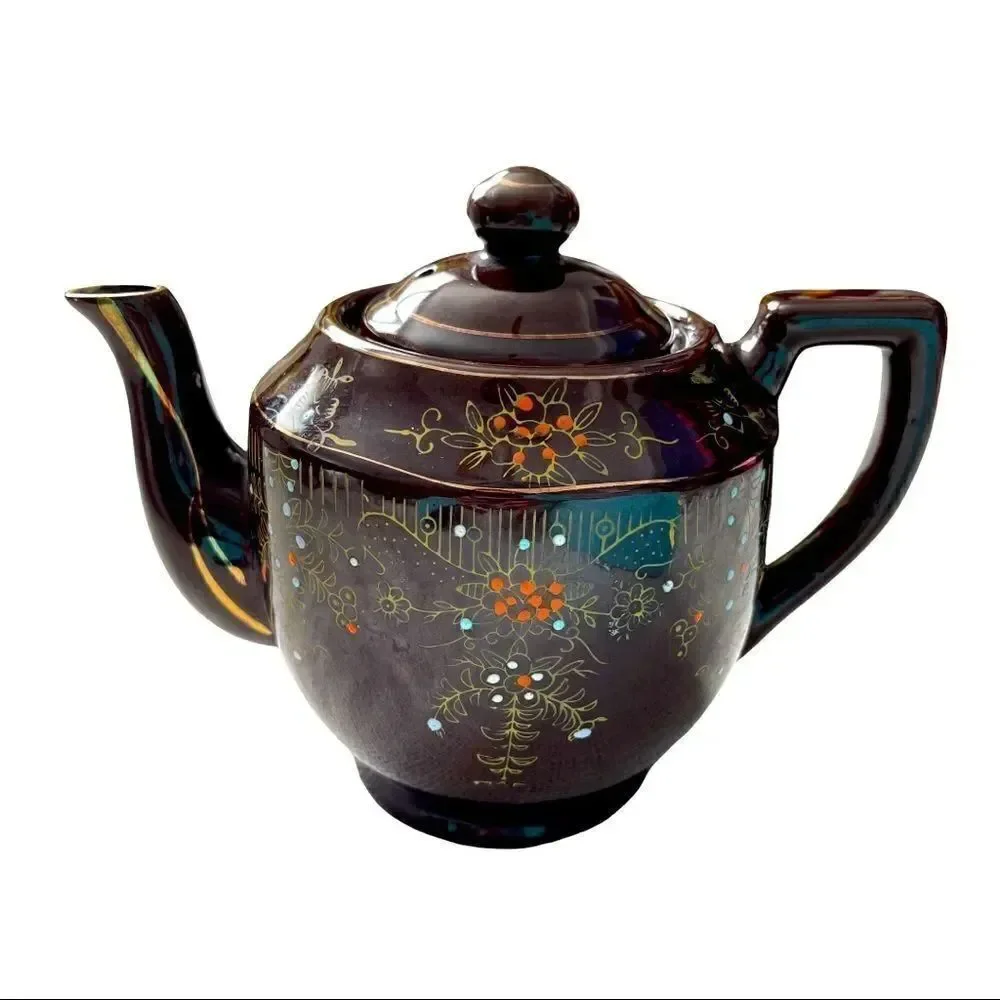Japan 1940’s Vintage Moriage Brown Teapot LARGE